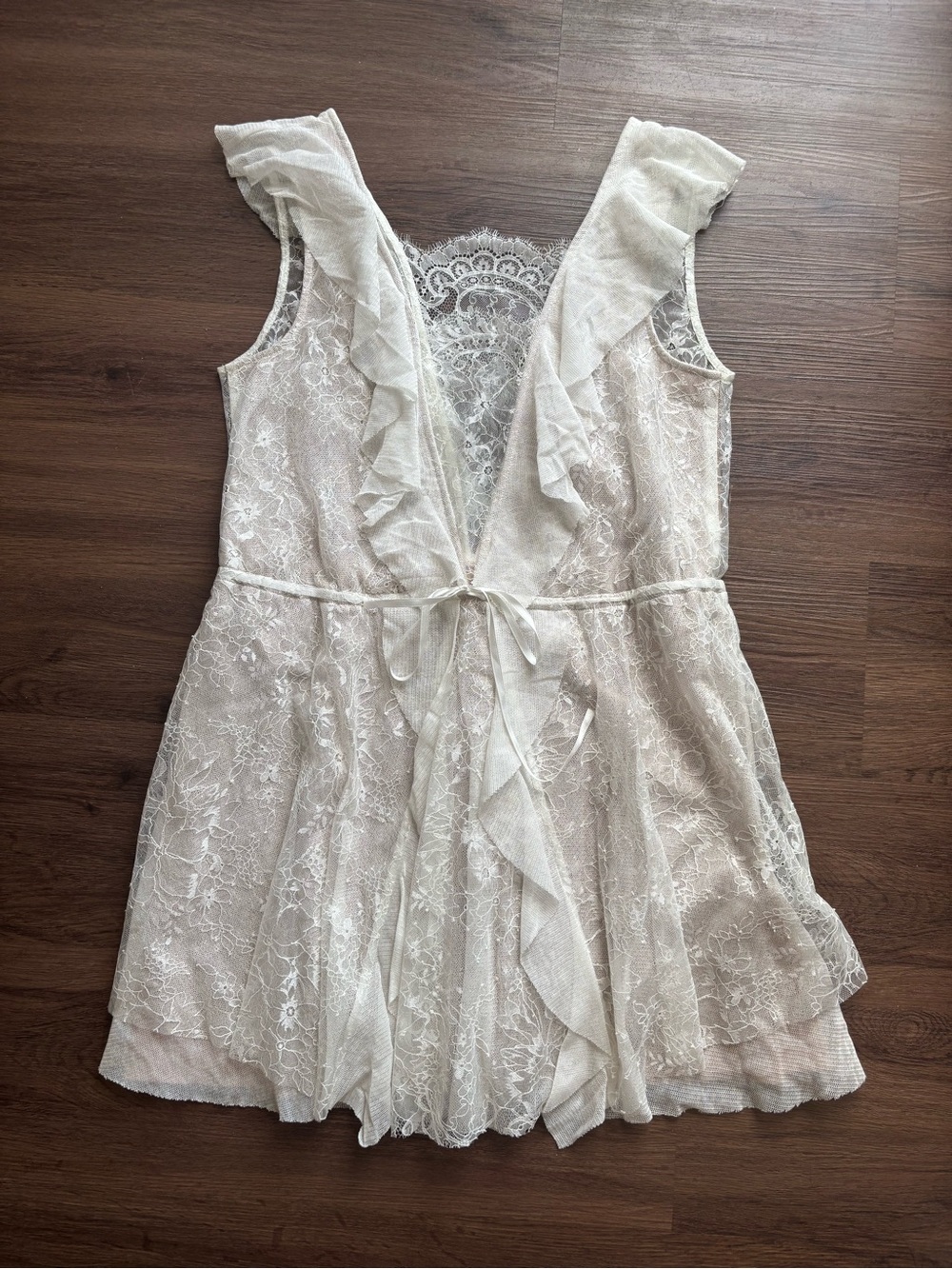 For Love & Lemons White Lace Ruffle Dress & Bralette